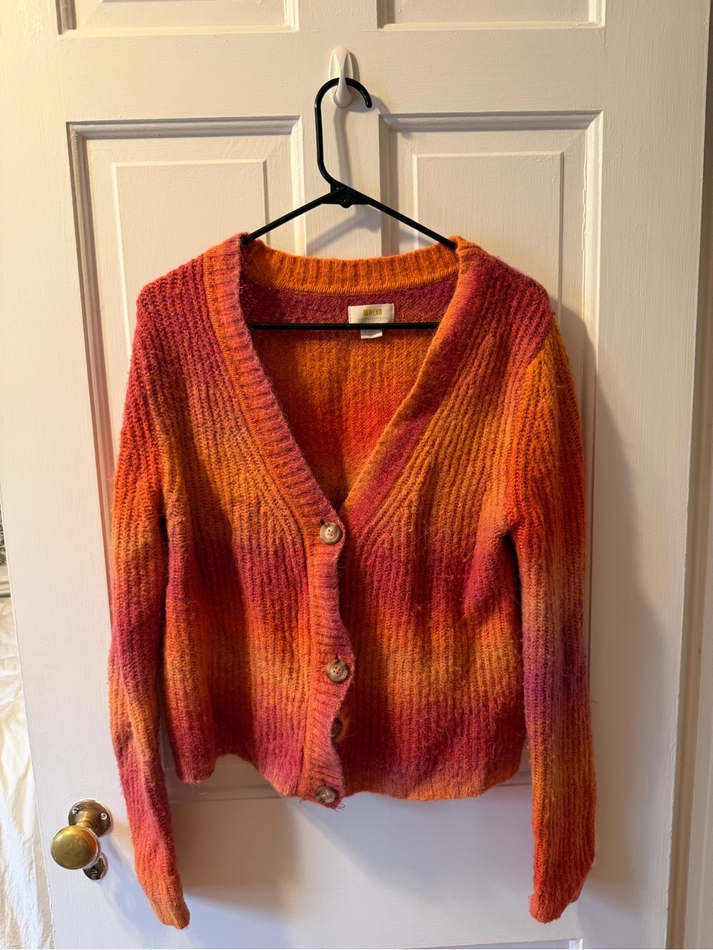 Maeve Orange and Pink Ombre V‑Neck Cardigan
